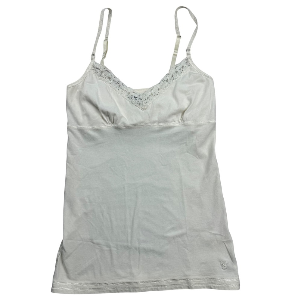 VTG Y2K American Eagle Cream Lace Babydoll Cami Tank Top M Layering Coquette